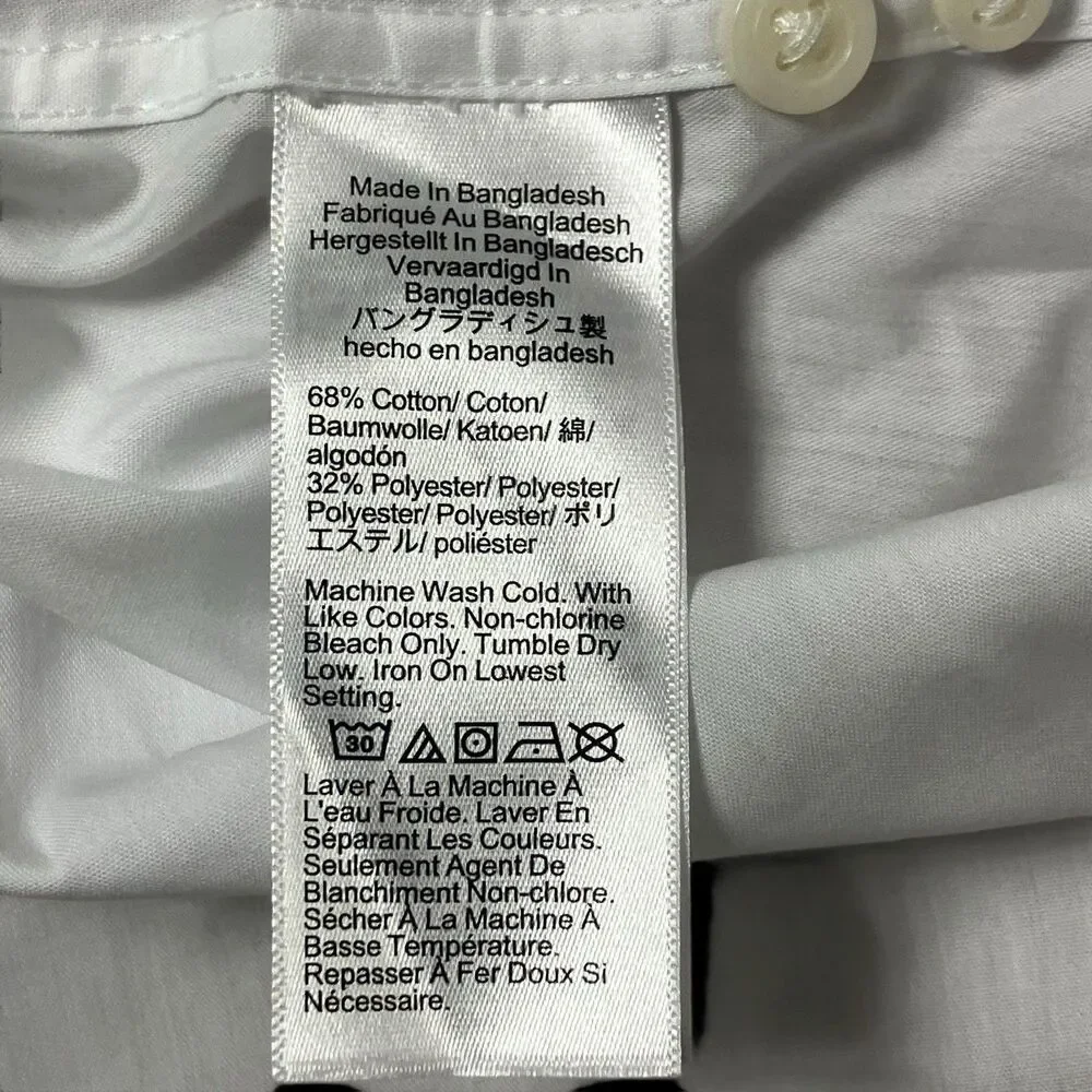 J Crew Button Up Performance Dress Shirt Mens XL White Stretch Career‎ AS991